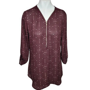 Maurices Zip Front Roll Sleeve  Top